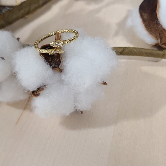 ππNEWππ LUXURIOUS!! Adjustable Snake Ring with Tiny CZ'S in GOLD Plating - Picture 12 of 13